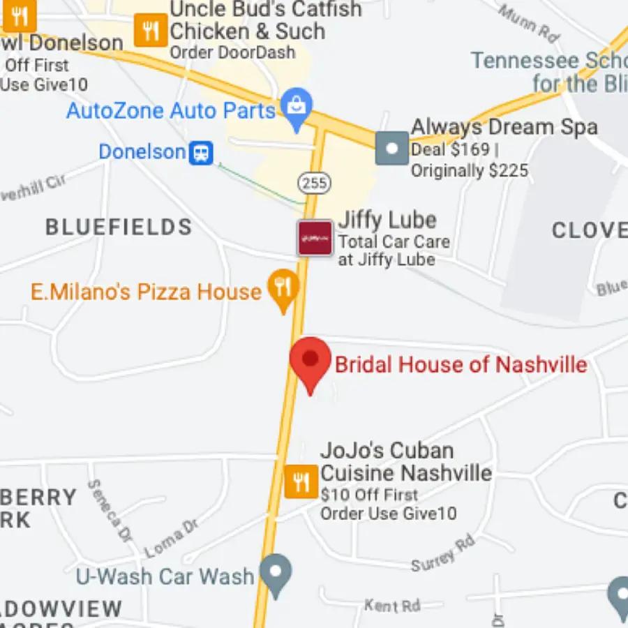 Bridal Hous eof Nashville Map - Mobile Image